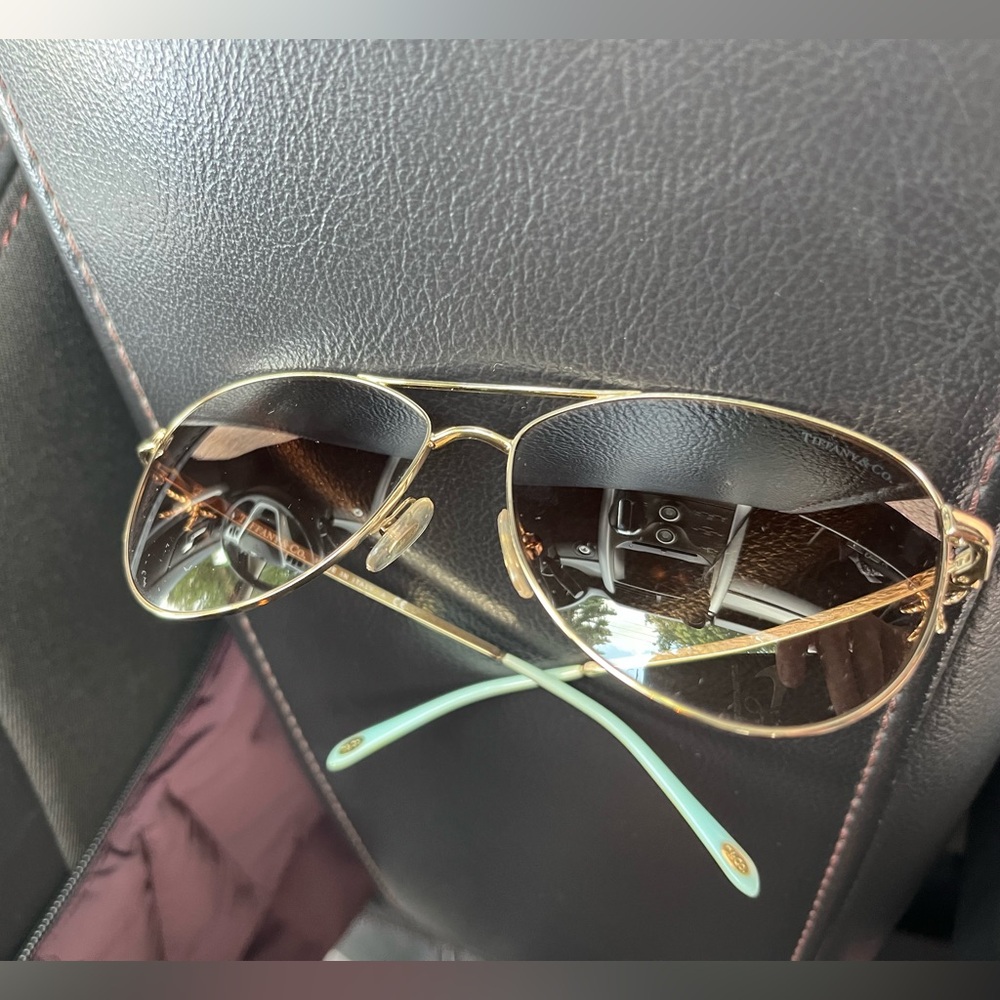 Tiffany & Co. Gold and Brown Sunglasses - Picture 2 of 12